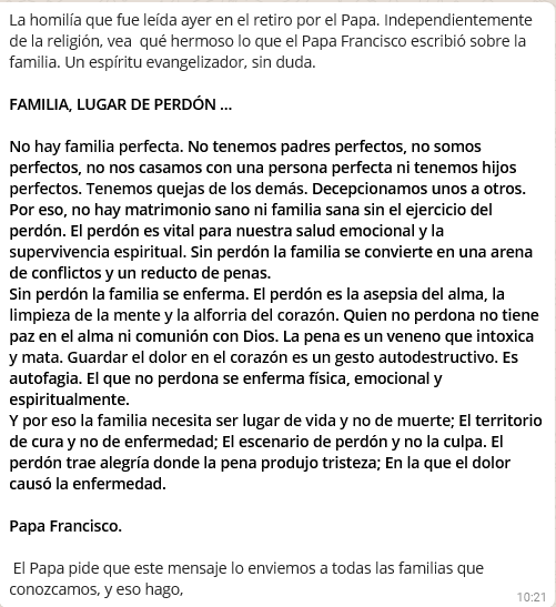 Mensaje del Papa