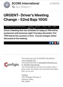 Score convoca a reunión a los pilotos de Baja Mil