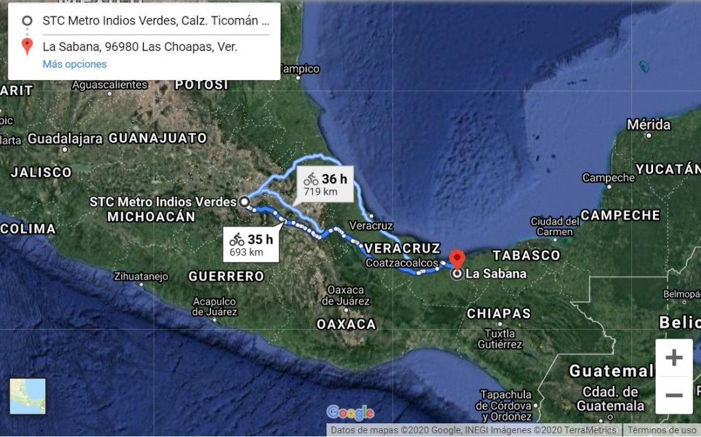 De Toluca a Las Choapas Veracruz
