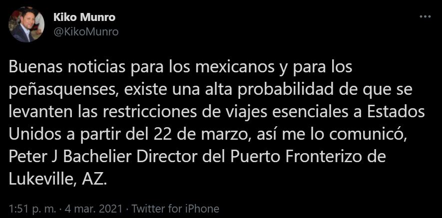 Kiko Munro en Twitter