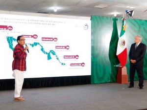 La titular de la SSPC, Rosa Icela Rodríguez, y el presidente Andrés Manuel López Obrador al destacar los avances de la vacunación en municipios de del norte del país con el objetivo de que abra la frontera con EU