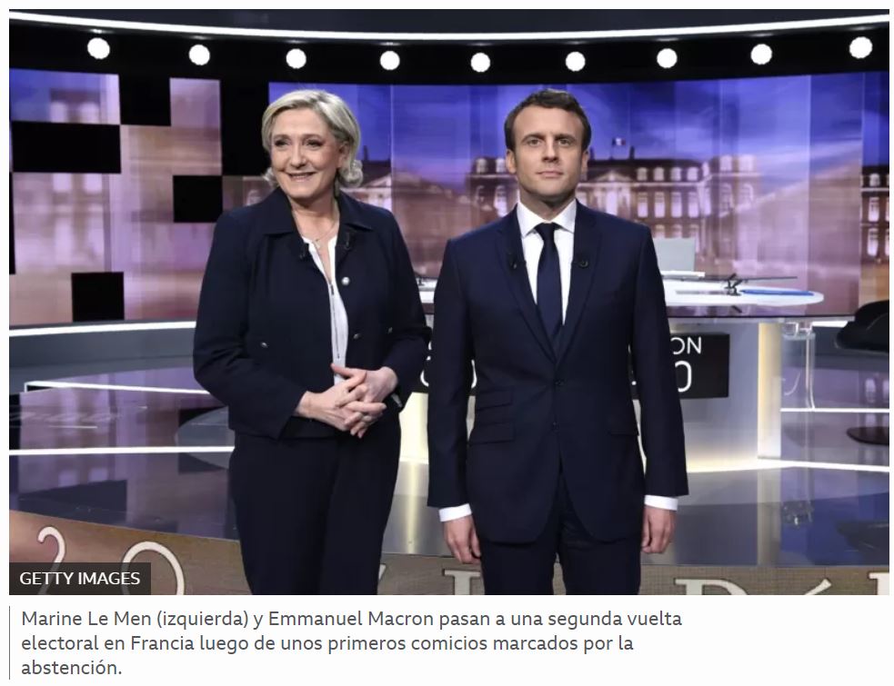 Francia_ los primeros resultados colocan a Emmanuel Macron y Marine Le Pen liderando