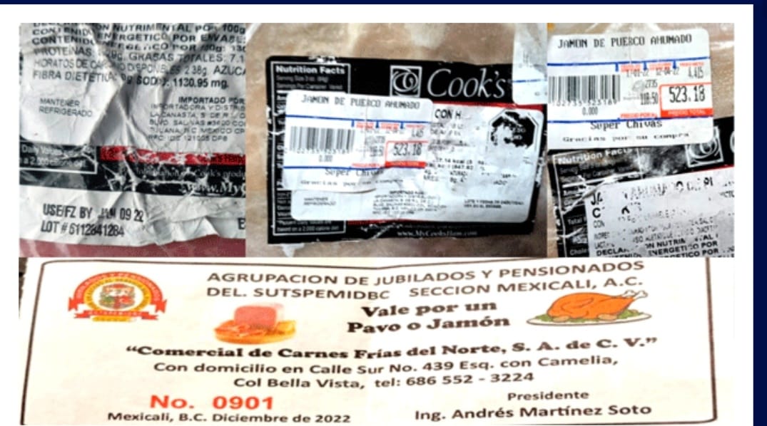 Jamones caducados en Mexicali