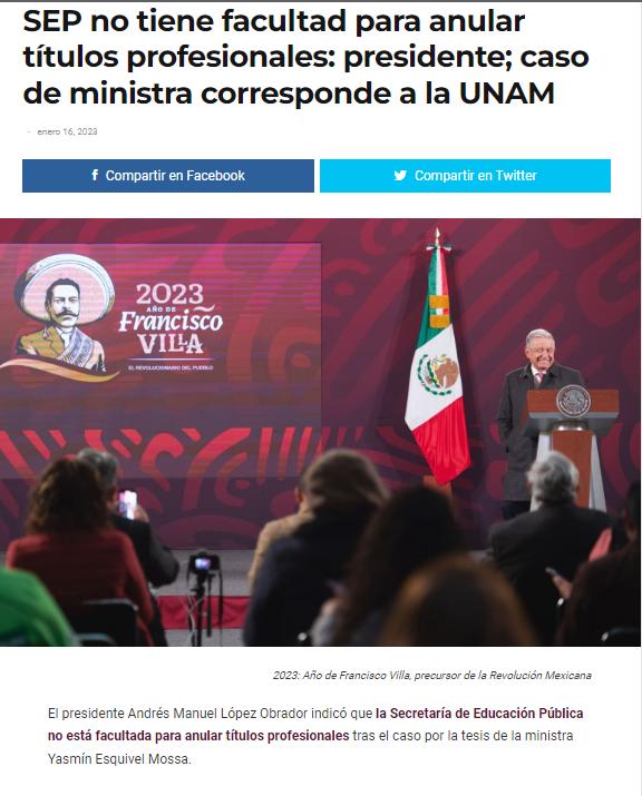 SEP no tiene facultad para anular títulos profesionales dice el presidente; caso de ministra