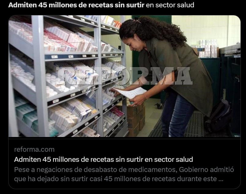 Admiten nada más 45 millones de recetas sin surtir - Búsqueda de Twitter