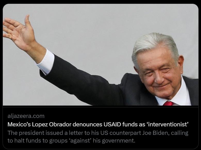 Al Jazeera publica que AMLO denuncia intervencionismo de EEUU