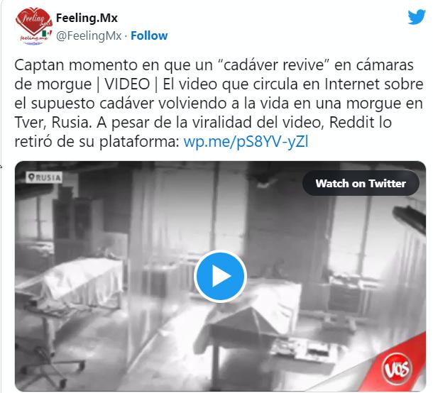 Captan supuesto cadáver volviendo a la vida en una morgue en Tver, Rusia