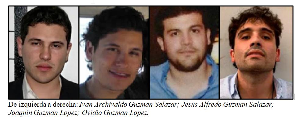 De izquierda a derecha Ivan Archivaldo Guzman Salazar- Jesus Alfredo Guzman Salazar- Joaquin Guzman Lopez- Ovidio Guzman Lopez
