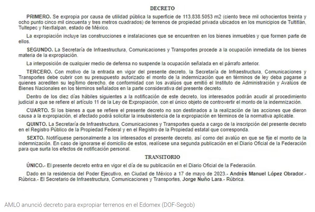 Gobierno de AMLO anunció expropiación de terrenos para construcción
