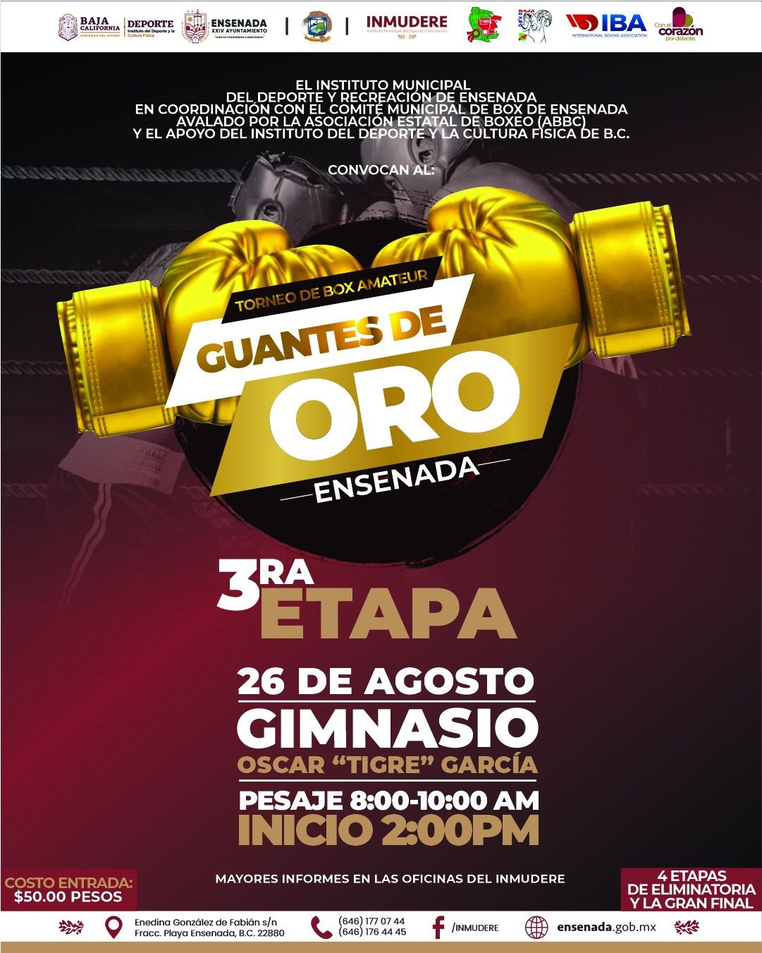 Invita Instituto del Deporte al Torneo de Box Amateur Guantes de Oro