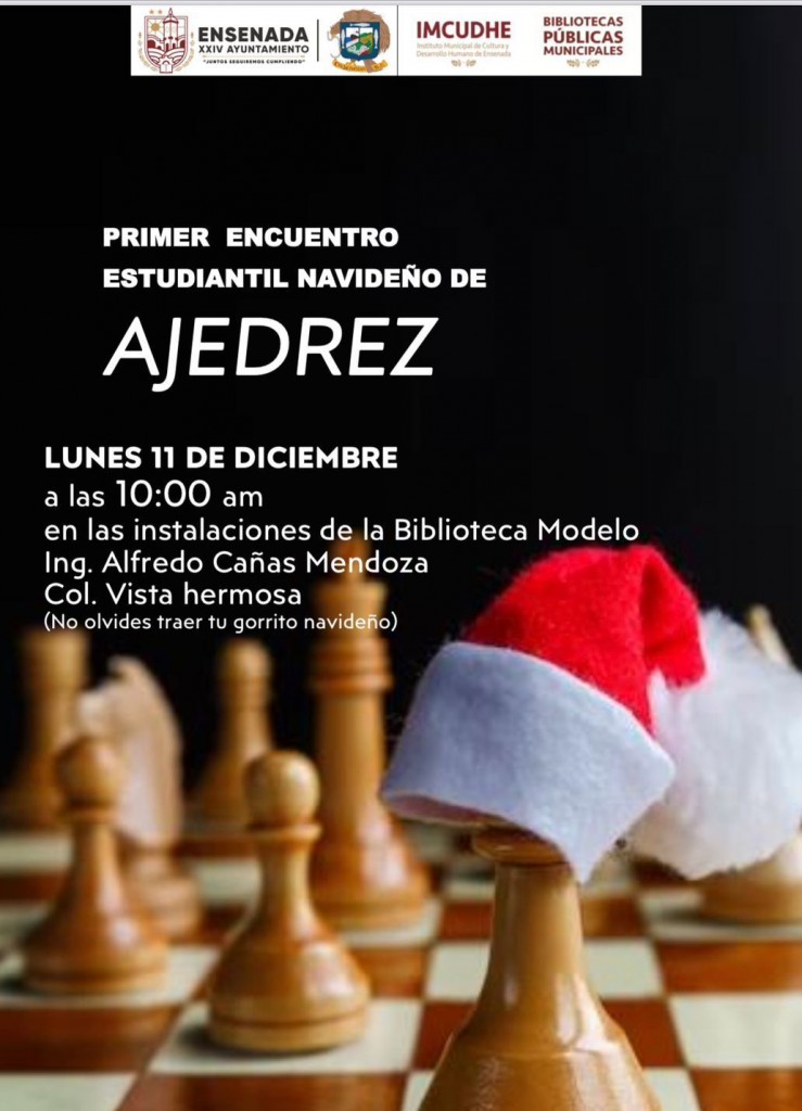 Invita IMCUDHE al Primer Encuentro Estudiantil Navideño de Ajedrez