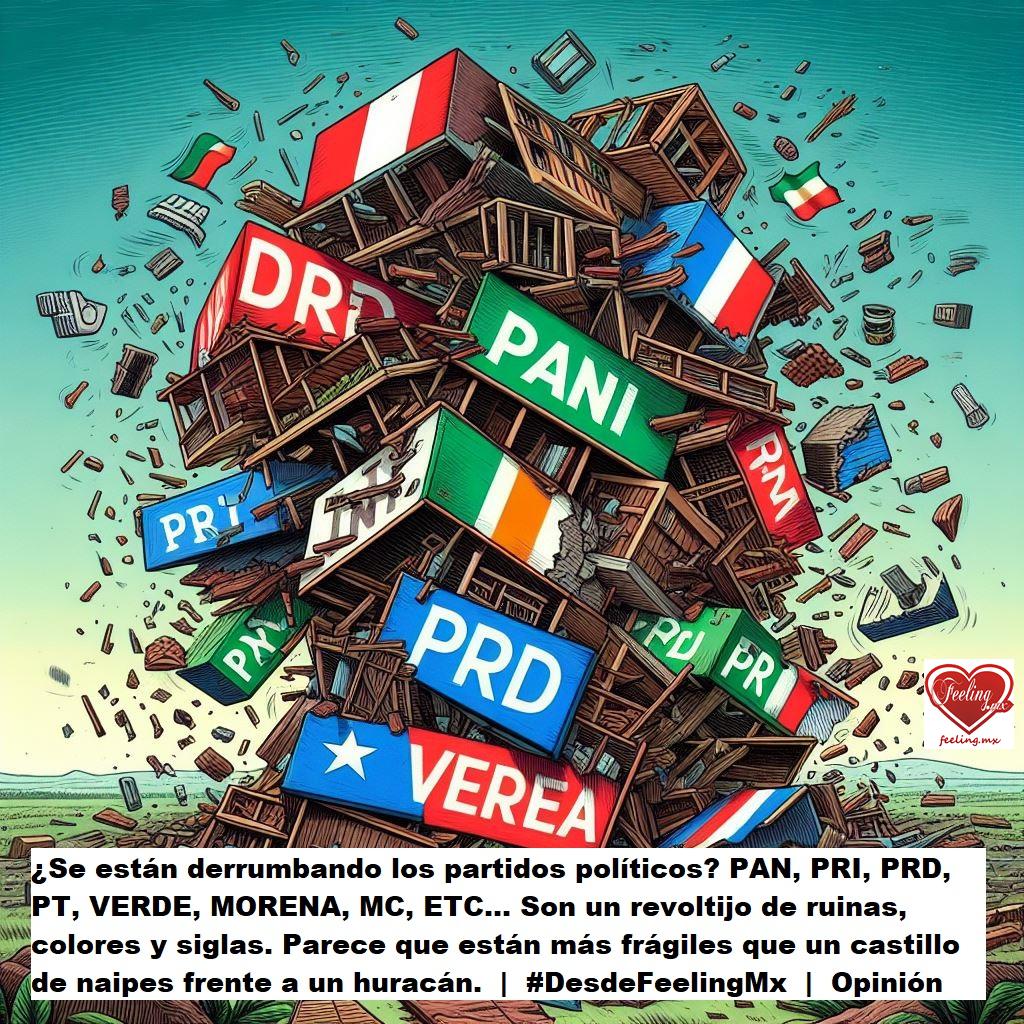 Se están derrumbando los partidos políticos PAN, PRI, PRD, PT, VERDE, MORENA, MC, ETC Parece que están más frágiles que un castillo de naipes frente a un huracán.