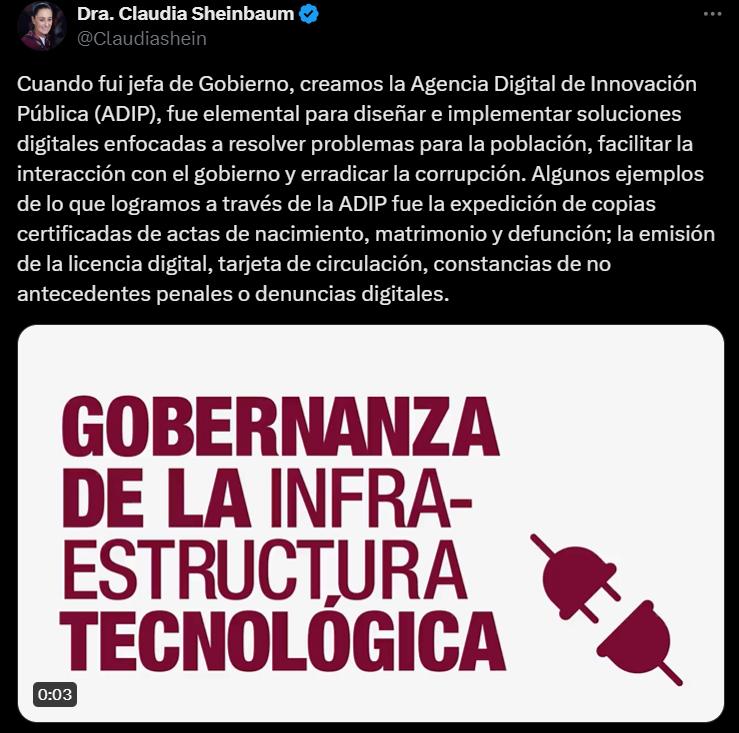 Claudia Sheinbaum en X_ _Cuando fui jefa de Gobierno, creamos la Agencia Di