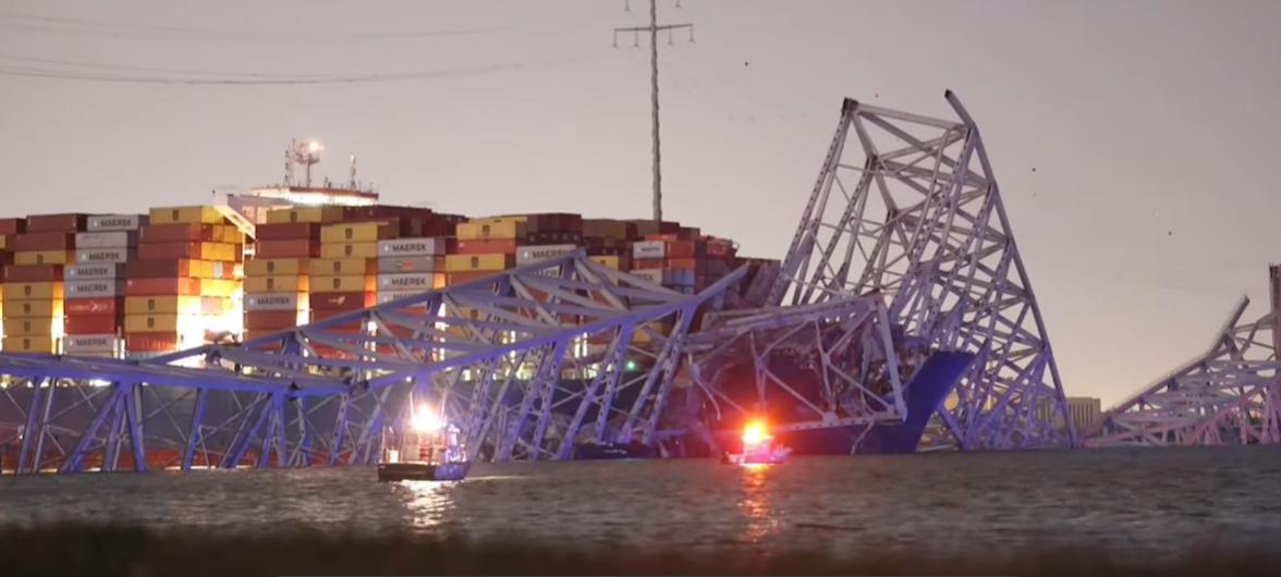 Así se ve a la luz del día el derrumbe del puente de Baltimore - YouTube