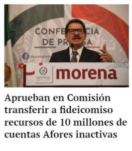 Aprueban en Comisión transferir a fideicomiso recursos de 10 millones de cuentas