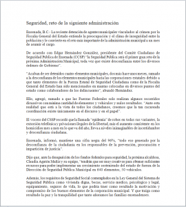 CSSP La Seguridad Pública será el primer gran reto de la próxima Administración