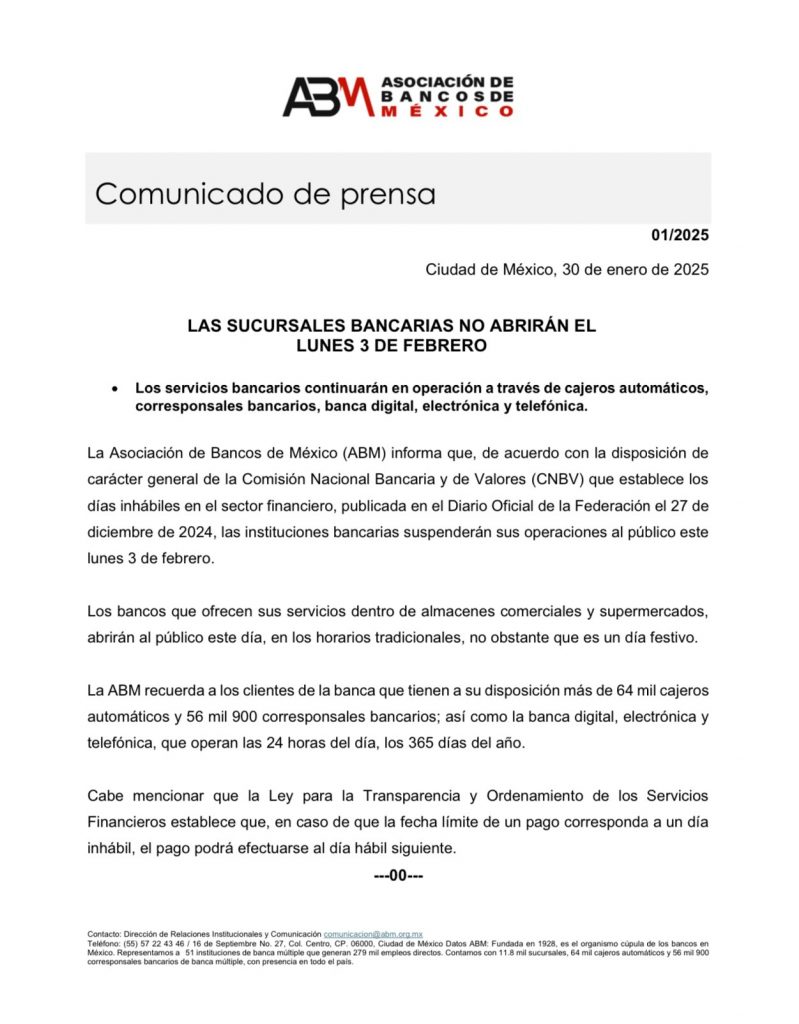 Comunicado de Prensa ABM