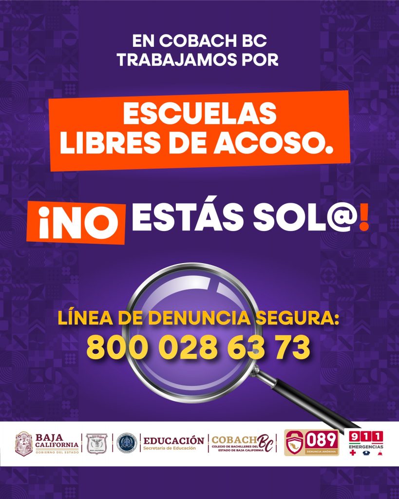 Cobach BC mantiene campaña permanente “No Estás Sol@” contra el acoso escolar
