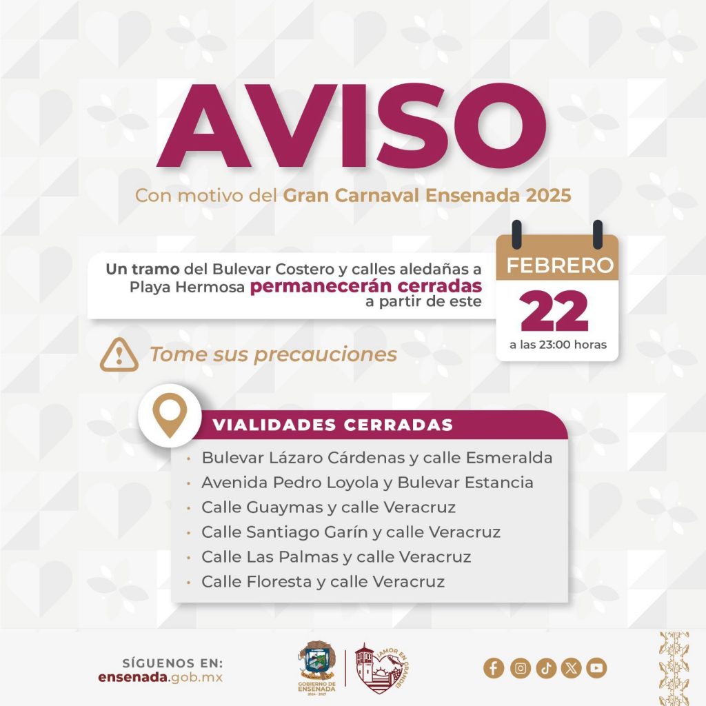 Informa la DSPM cierre de vialidades en zona de Playa Hermosa por preparativos del Carnaval