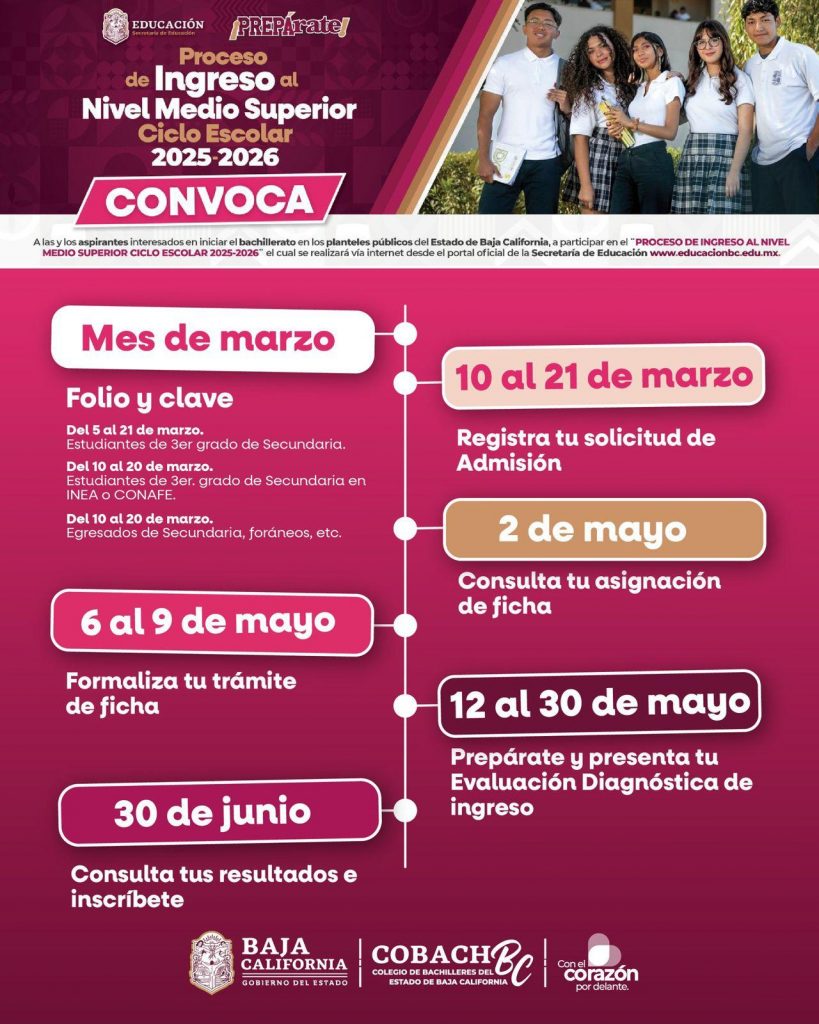 COBACH BC Abre Convocatoria para el Ciclo Escolar 2025-2026