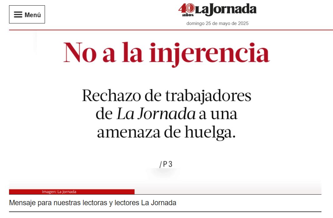 La Jornada - Mensaje a nuestras lectoras y lectores