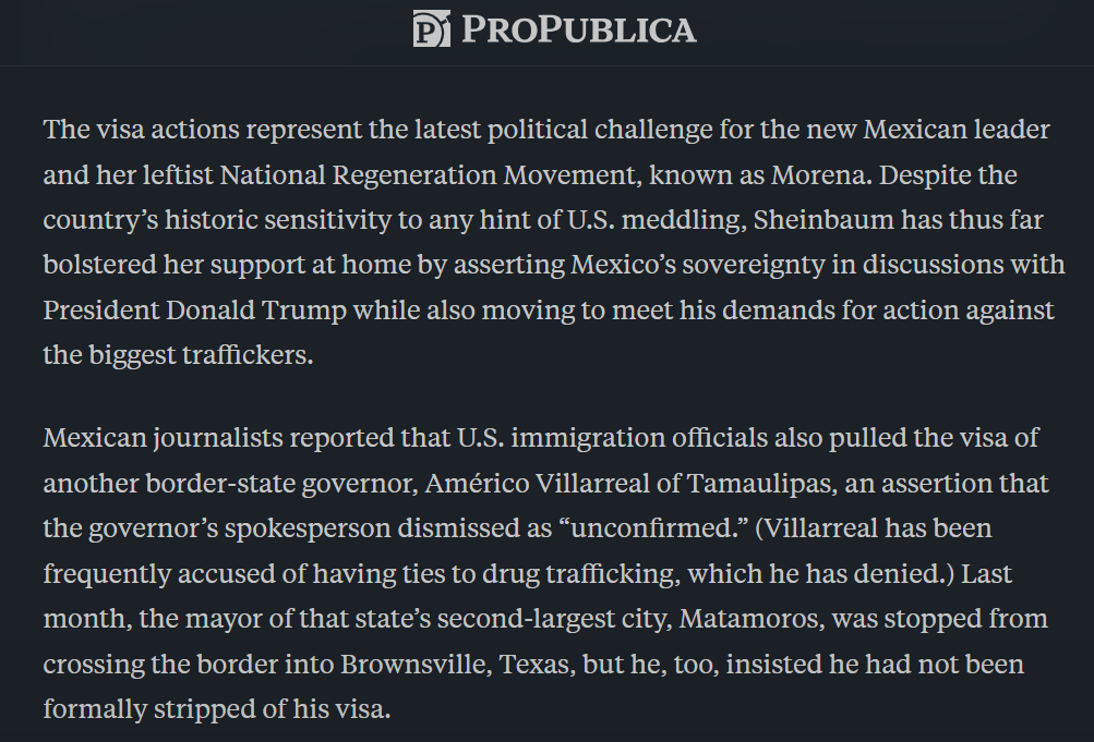 Trump Moves to Block U.S. Travel of Mexican Politicians It Says Are Linked to ProPublica