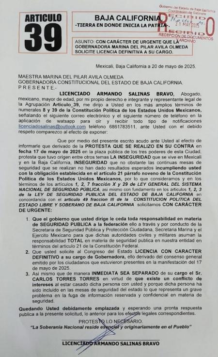 Un ultimátum con firma ciudadana - Piden a gobernadora separarse del cargo