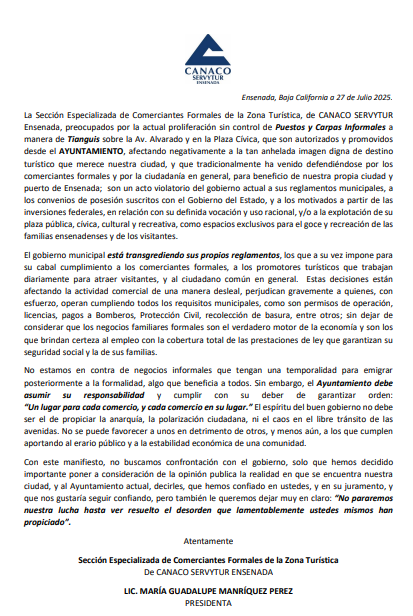 Manifiesto de CANACO