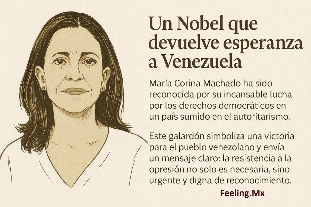 Otorgan el Premio Nobel de la paz a la venezolana Corina Machado, por su incansable trabajo de promoción de los derechos democráticos del pueblo de Venezuela