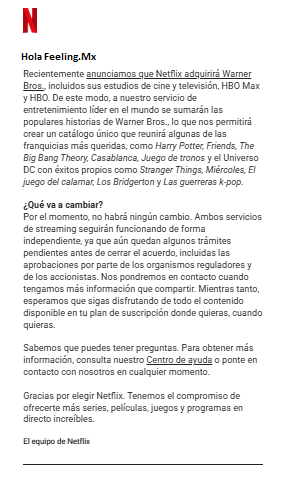 Carta de Netflix