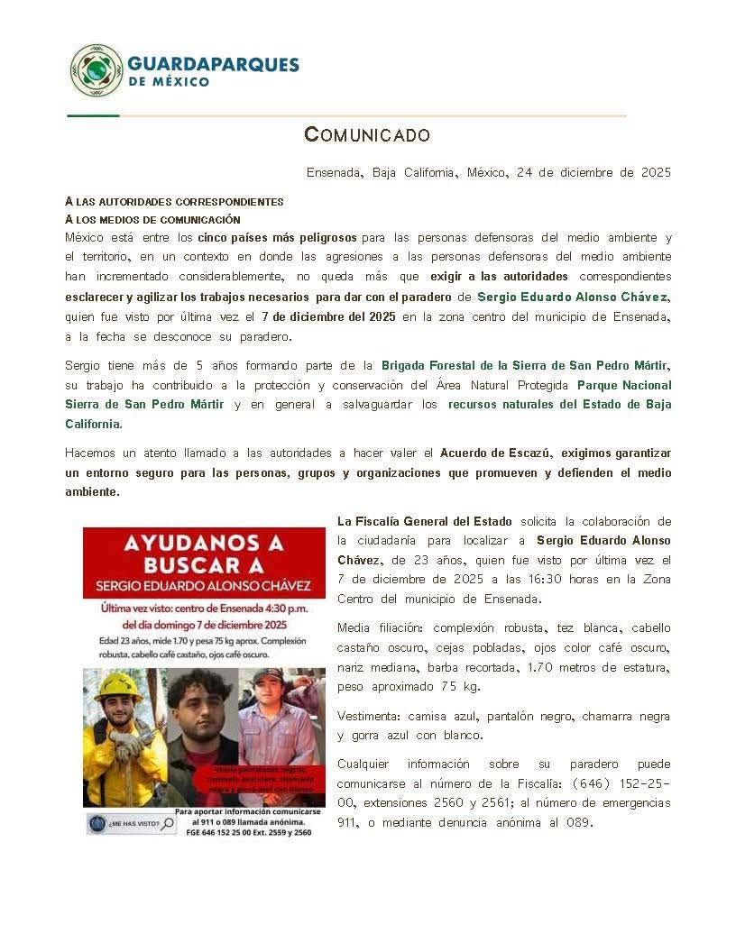 Guardaparques Comunicado